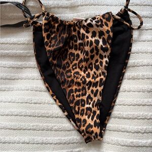 Boohoo Leopard Print Tie-Side Bikini Bottoms in Brown and Black